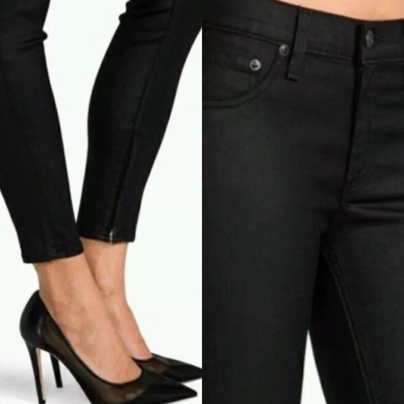 Rag‎ & Bone Ankle Zip Coated Skinny Jeans Womens Size 25 Stretch Denim Mid Rise - Picture 15 of 15